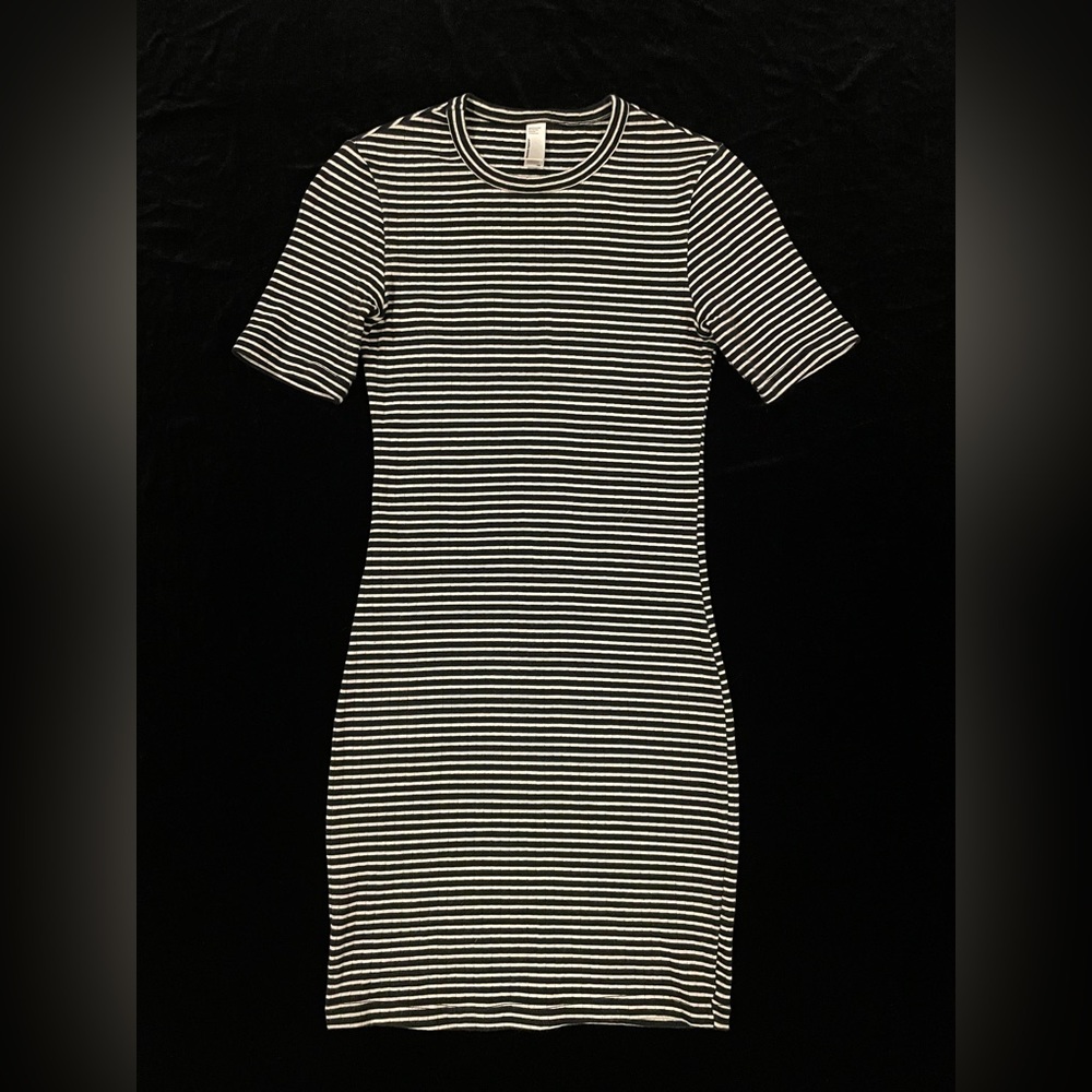 american apparel b&w striped bodycon tee dress